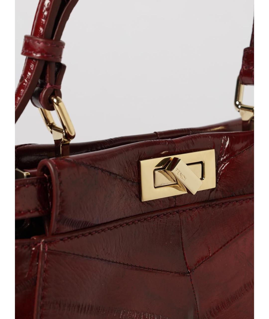 FENDI Бордовая сумка тоут из экзотической кожи, фото 4