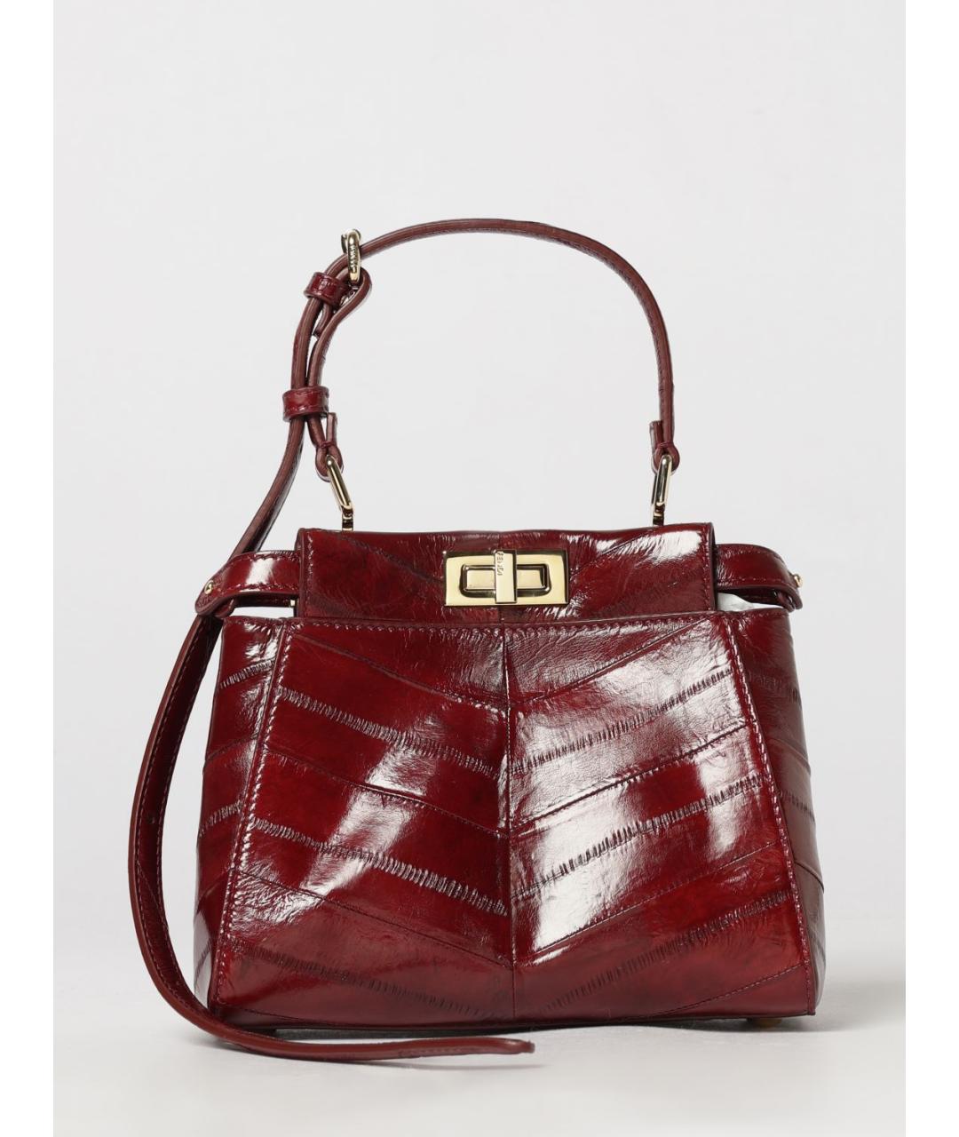FENDI Бордовая сумка тоут из экзотической кожи, фото 6