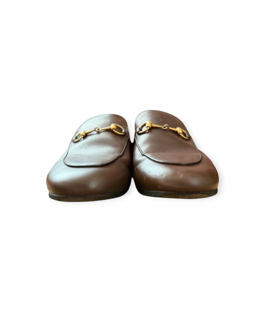 GUCCI Коричневые кожаные мюли, фото 3