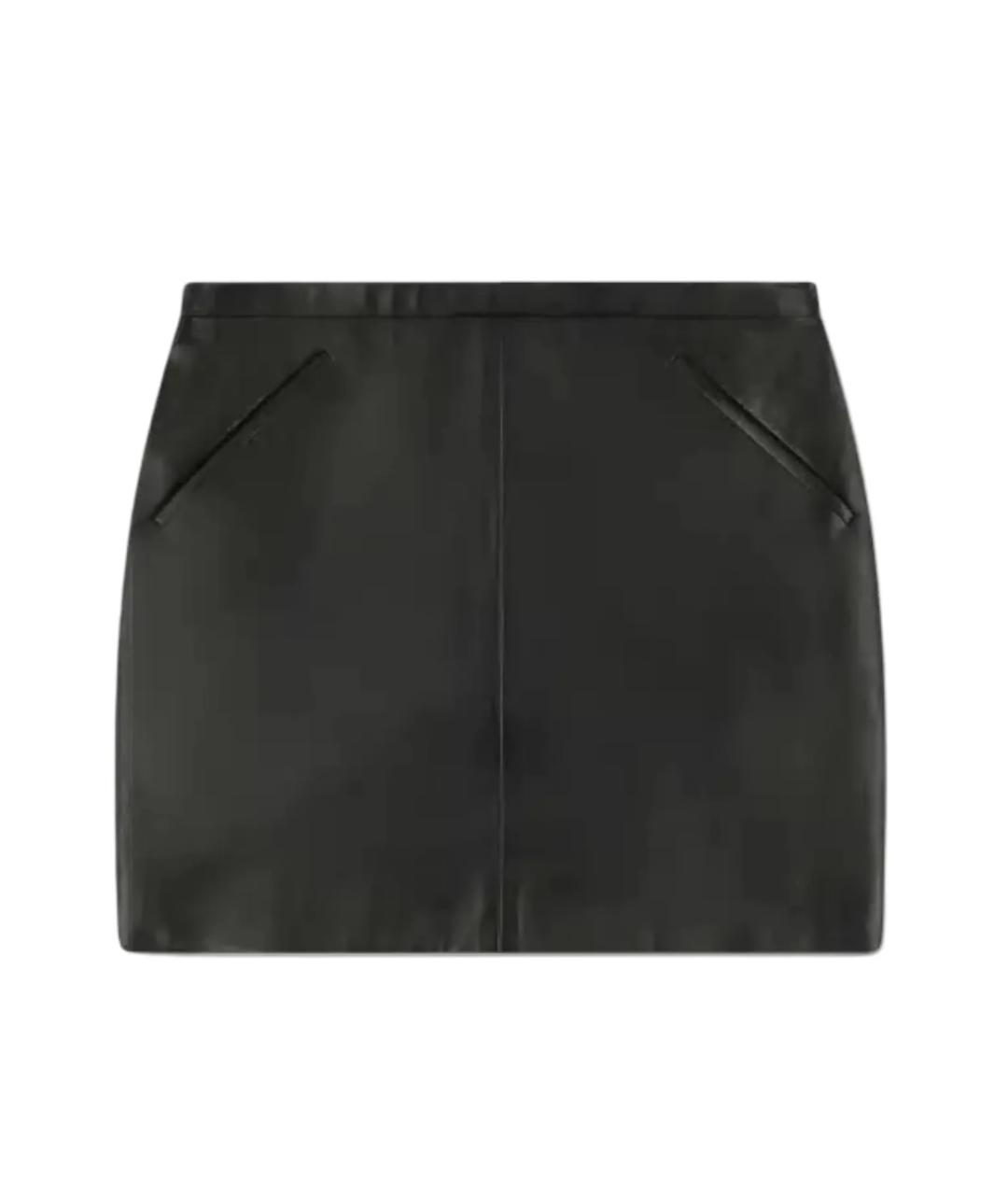 TOM FORD Черная кожаная юбка мини, фото 1