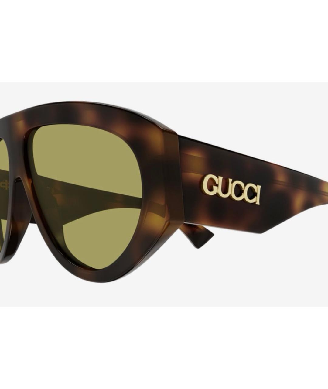 GUCCI Коричневые пластиковые солнцезащитные очки, фото 2