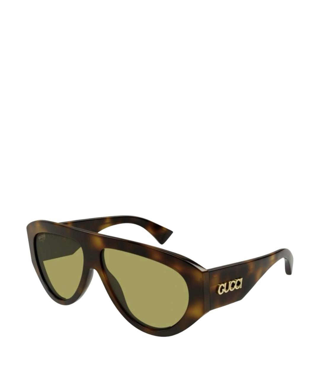 GUCCI Коричневые пластиковые солнцезащитные очки, фото 1