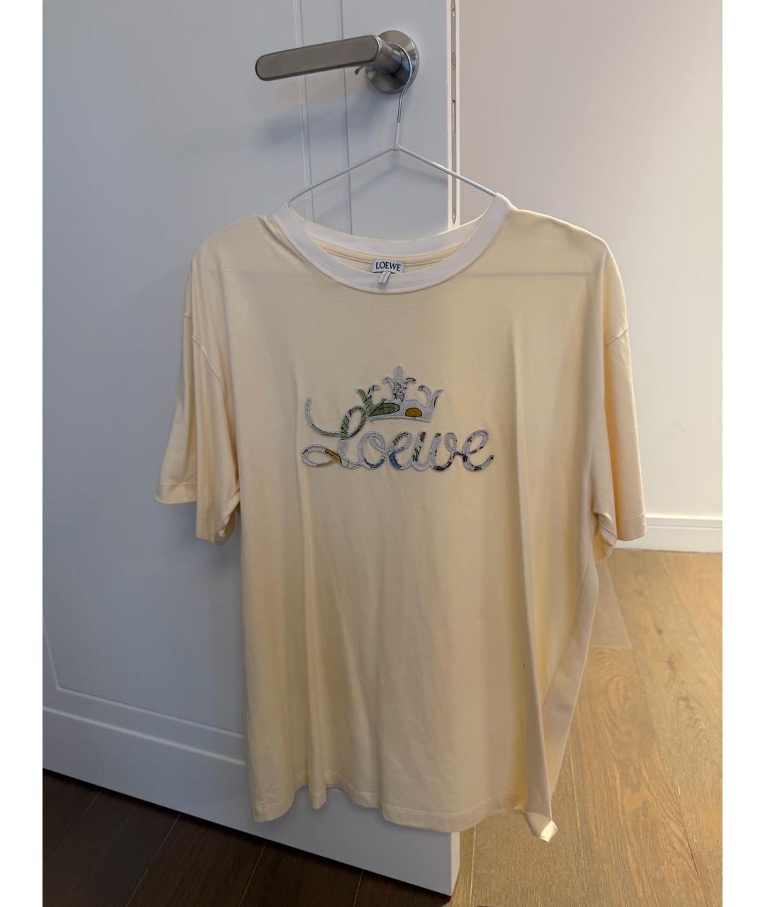 LOEWE Бежевая хлопковая футболка, фото 5