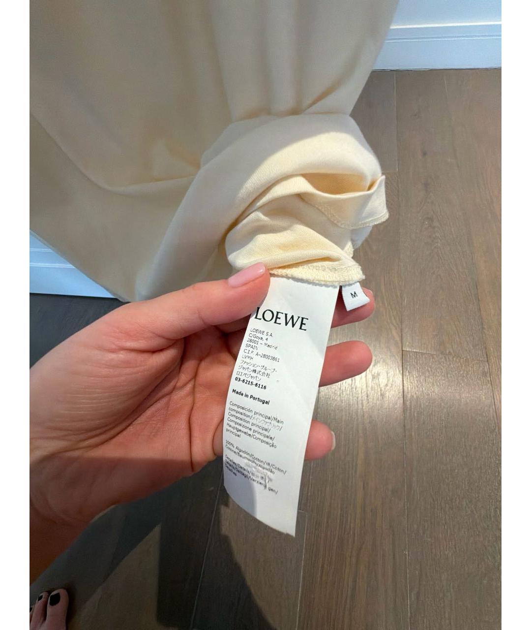 LOEWE Бежевая хлопковая футболка, фото 4