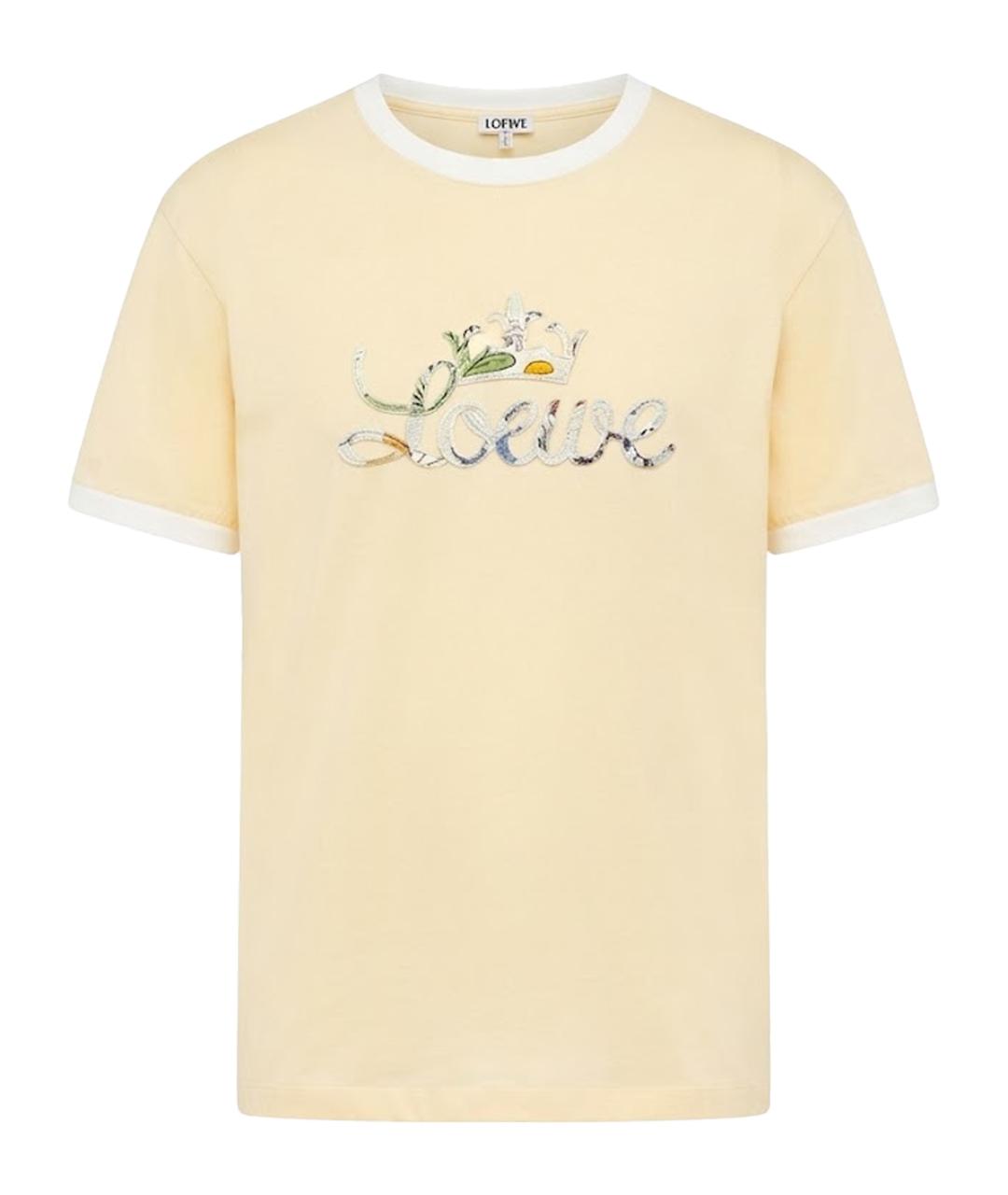 LOEWE Бежевая хлопковая футболка, фото 1