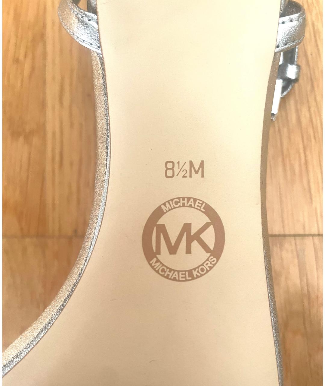 MICHAEL KORS Серебряные кожаные туфли, фото 6