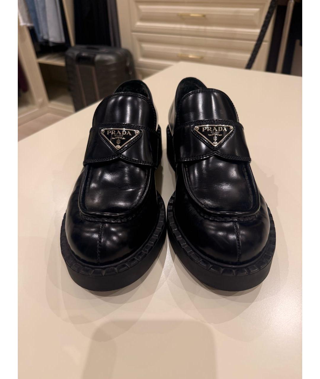 PRADA Черные кожаные лоферы, фото 4