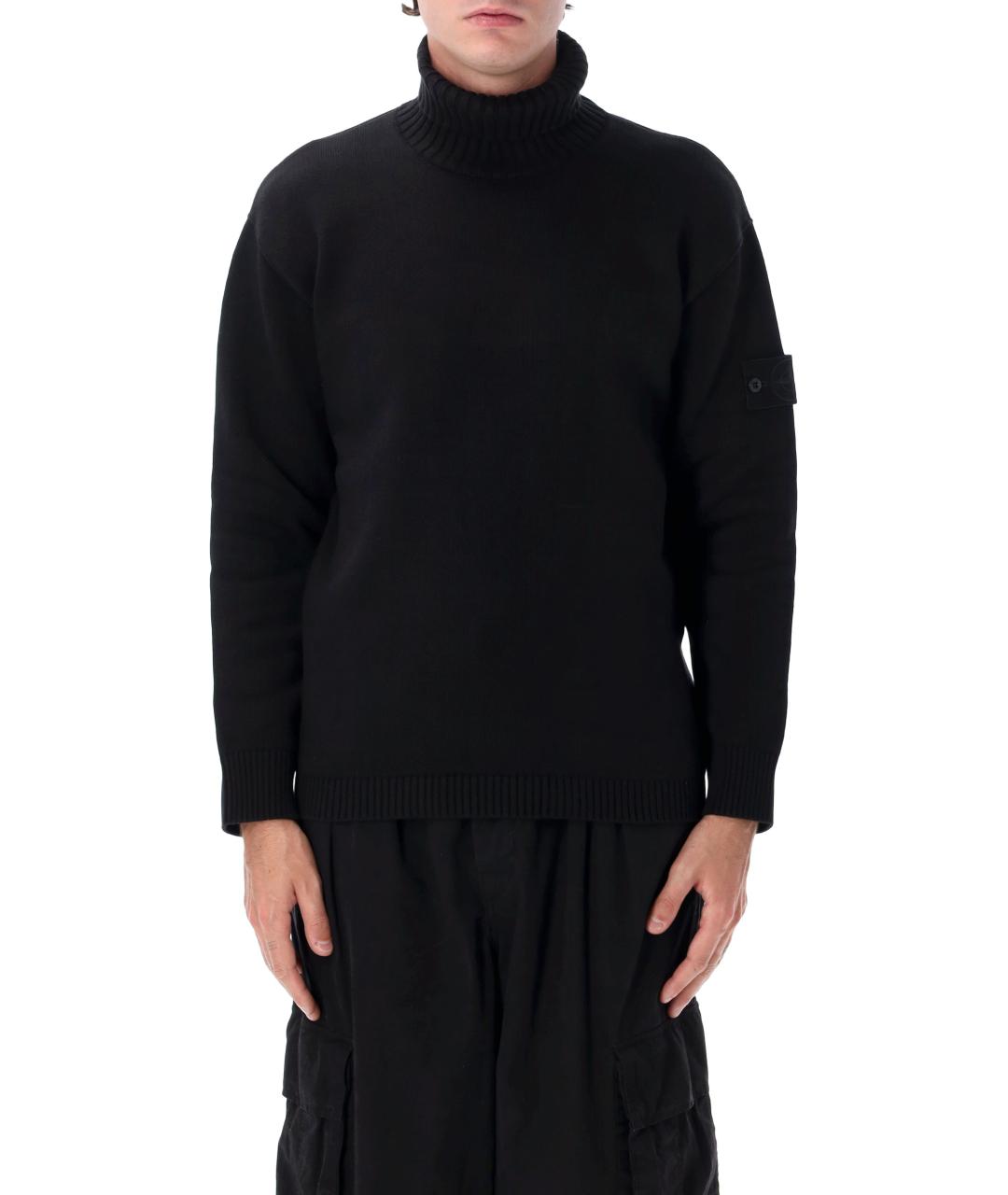 STONE ISLAND Черный хлопковый джемпер / свитер, фото 2