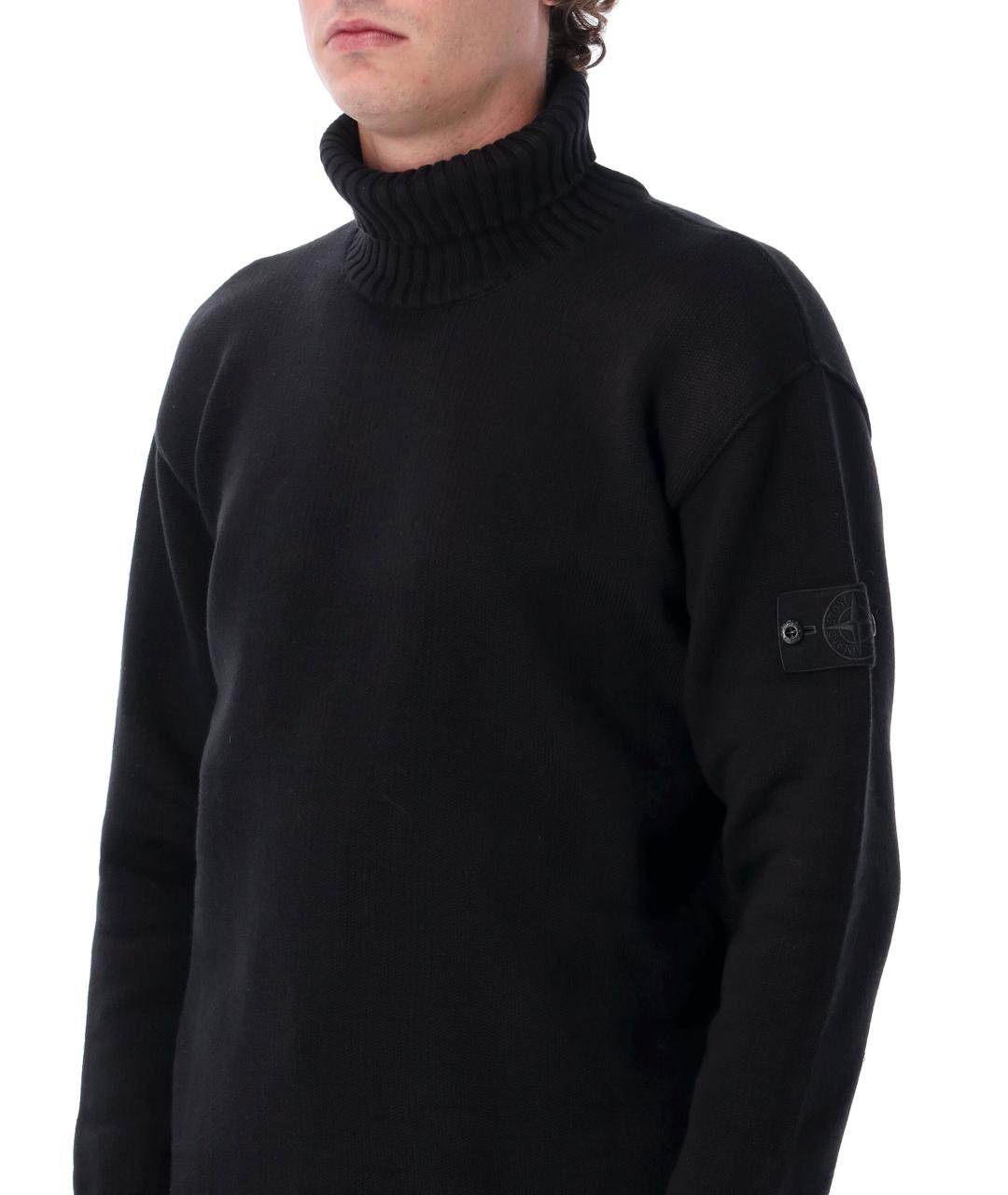 STONE ISLAND Черный хлопковый джемпер / свитер, фото 4