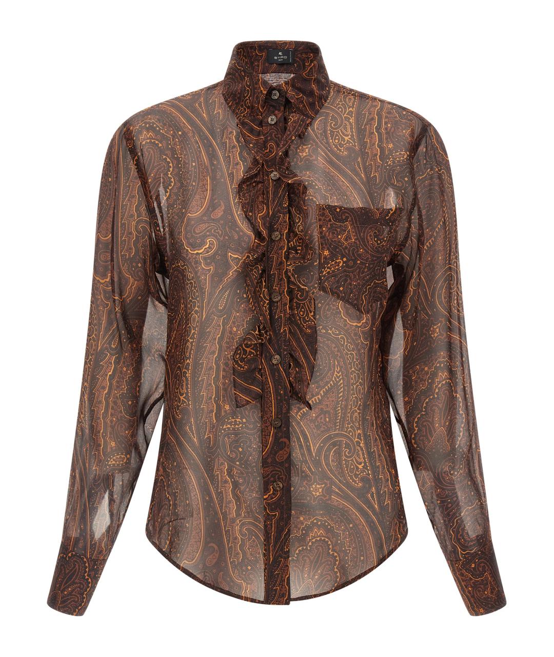 ETRO Коричневая шелковая блузы, фото 1