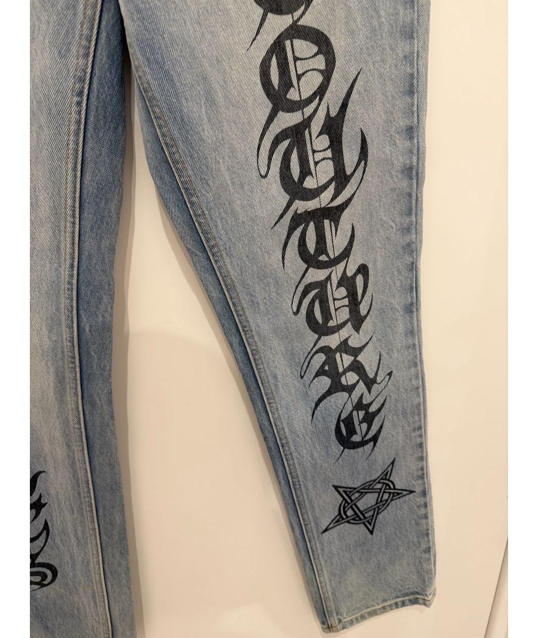VETEMENTS Голубые хлопковые прямые джинсы, фото 3