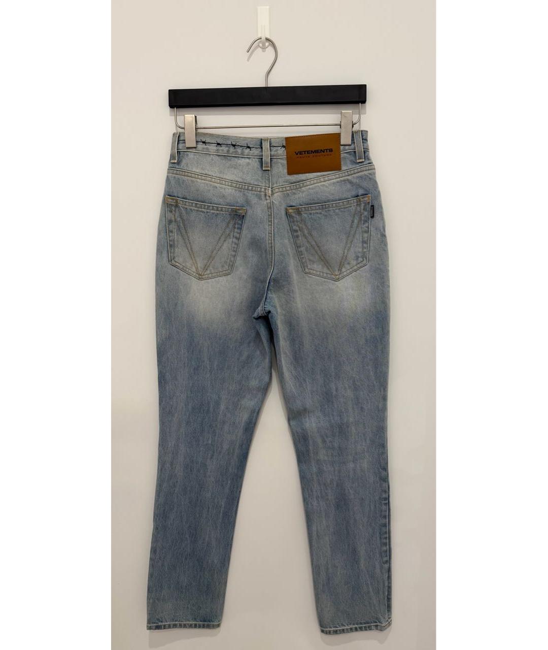 VETEMENTS Голубые хлопковые прямые джинсы, фото 4