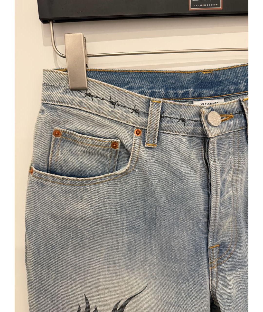 VETEMENTS Голубые хлопковые прямые джинсы, фото 2