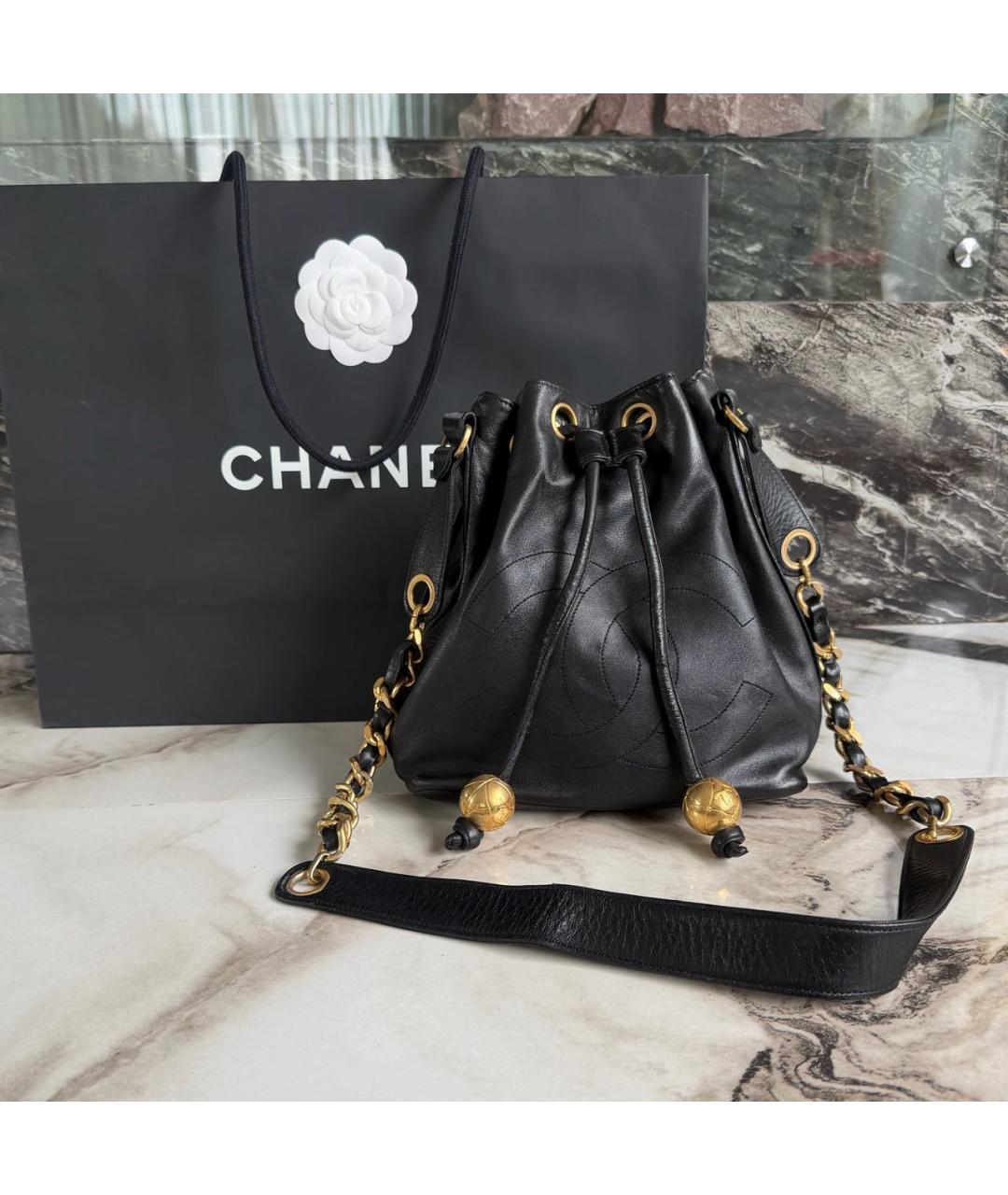 CHANEL Черная кожаная сумка через плечо, фото 2