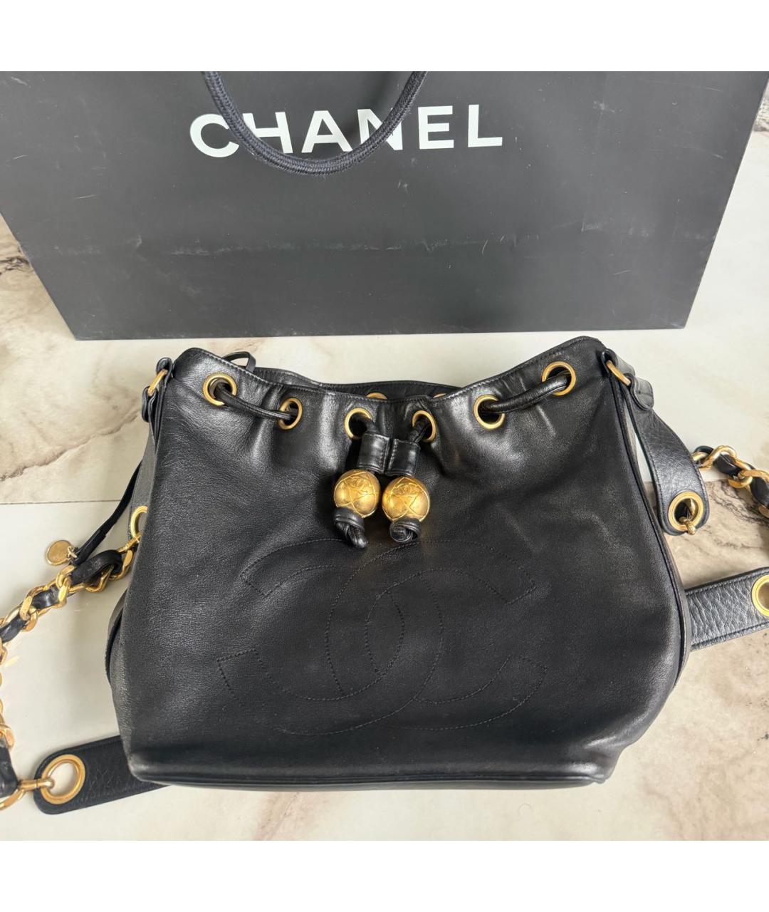 CHANEL Черная кожаная сумка через плечо, фото 7