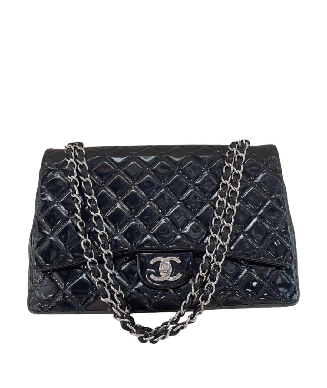 CHANEL Черная сумка через плечо из лакированной кожи, фото 1