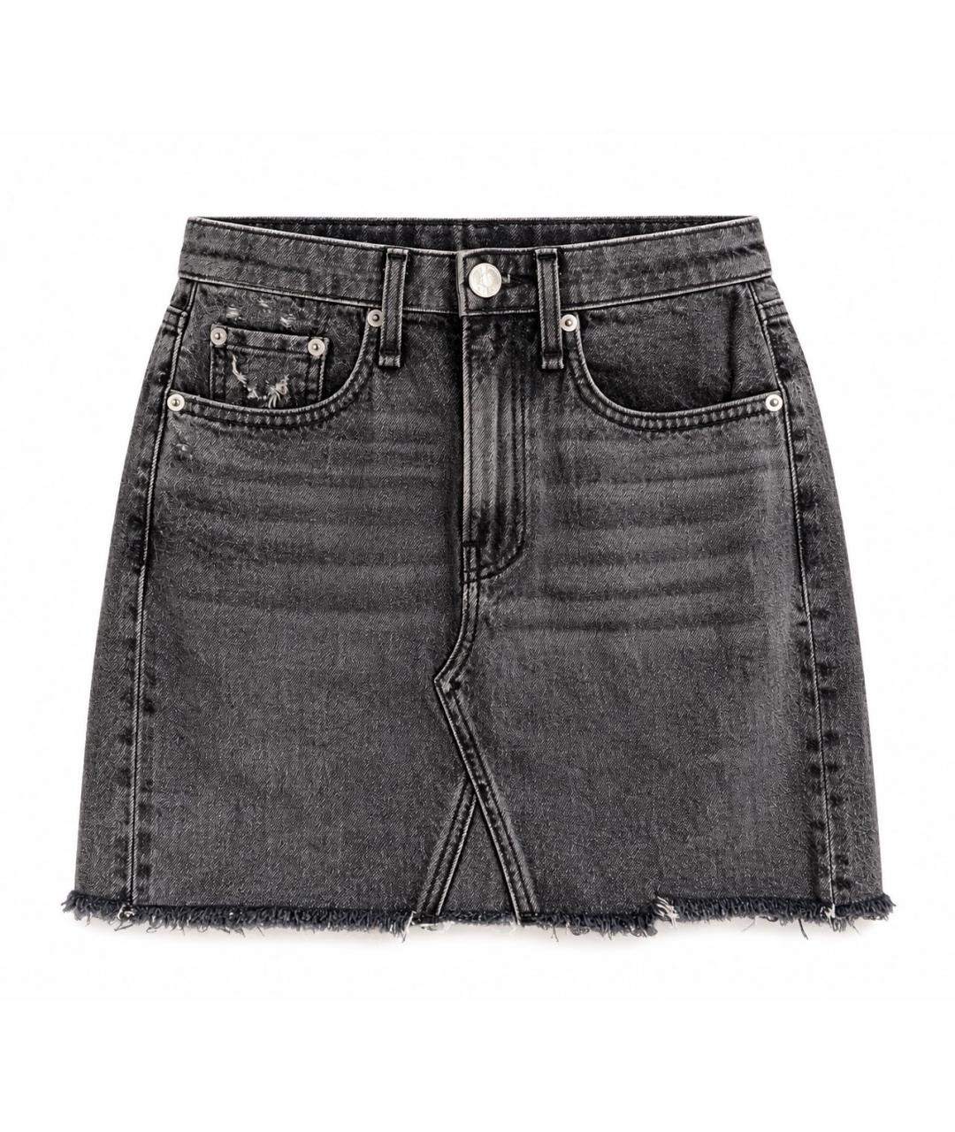 RAG & BONE Серая деним юбка мини, фото 1