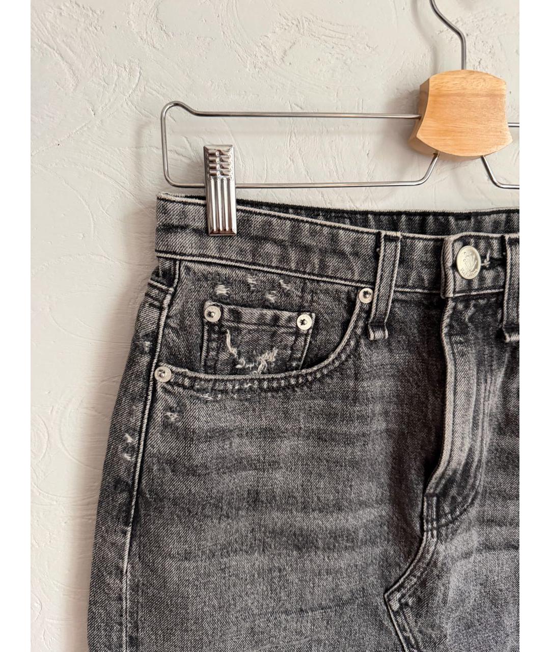 RAG & BONE Серая деним юбка мини, фото 3