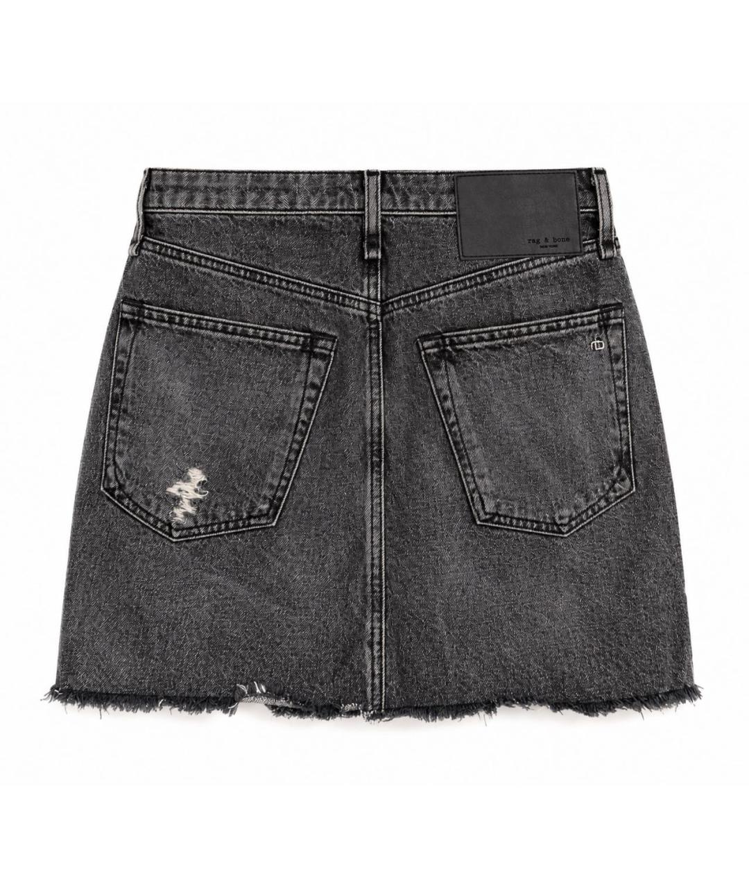 RAG & BONE Серая деним юбка мини, фото 2