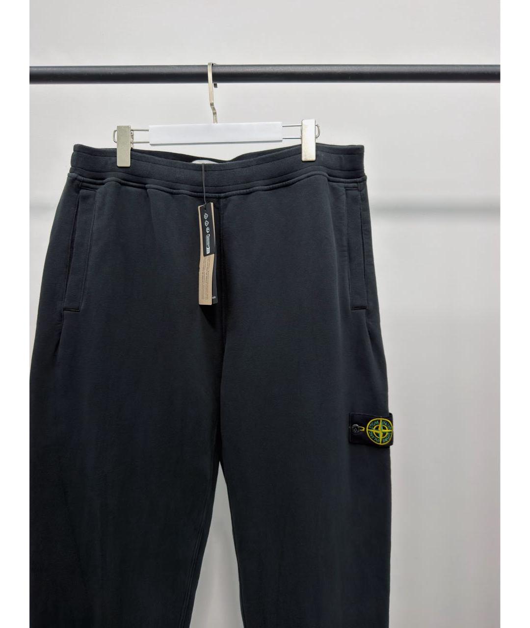 STONE ISLAND Черные хлопко-эластановые повседневные брюки, фото 2