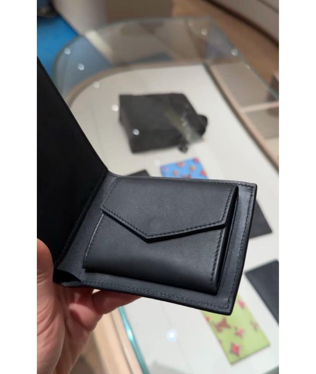 LOUIS VUITTON Черный кожаный кошелек, фото 4
