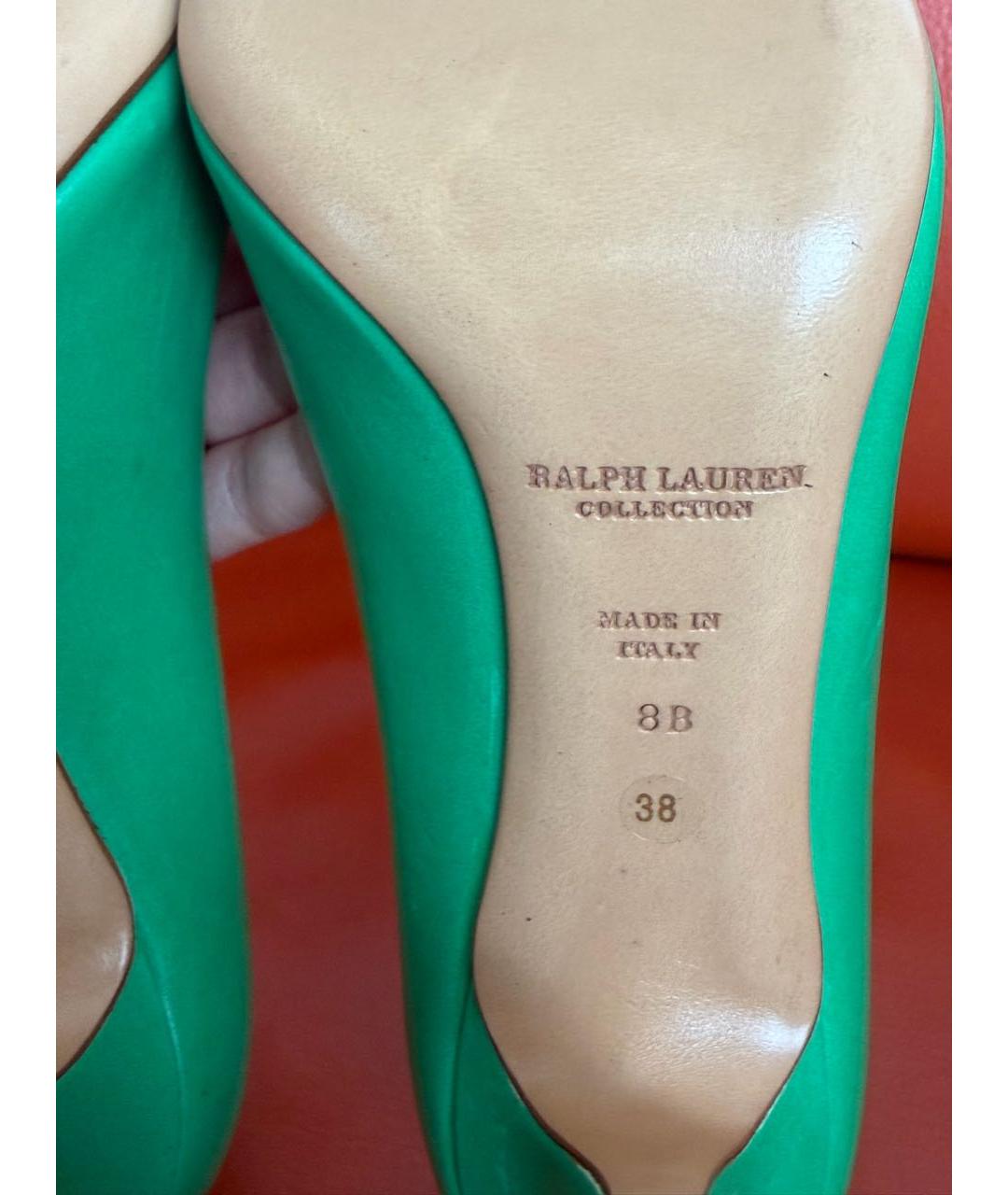 RALPH LAUREN COLLECTION Зеленые кожаные туфли, фото 7