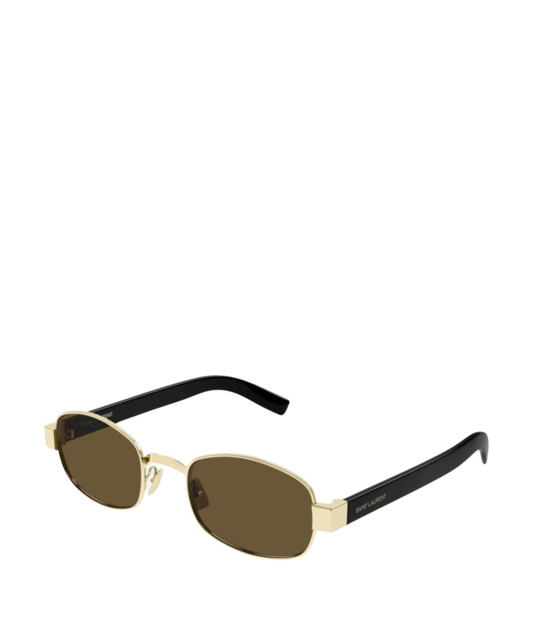 SAINT LAURENT Золотые металлические солнцезащитные очки, фото 1