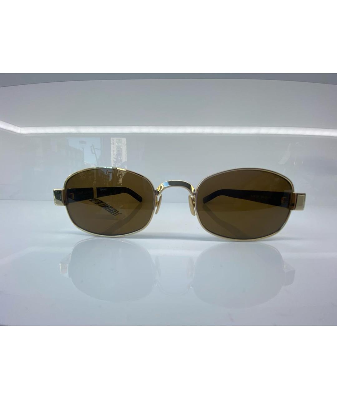SAINT LAURENT Золотые металлические солнцезащитные очки, фото 3