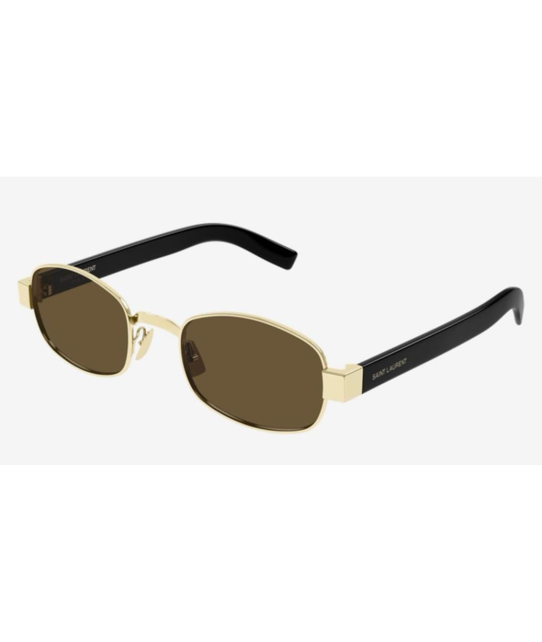 SAINT LAURENT Золотые металлические солнцезащитные очки, фото 4