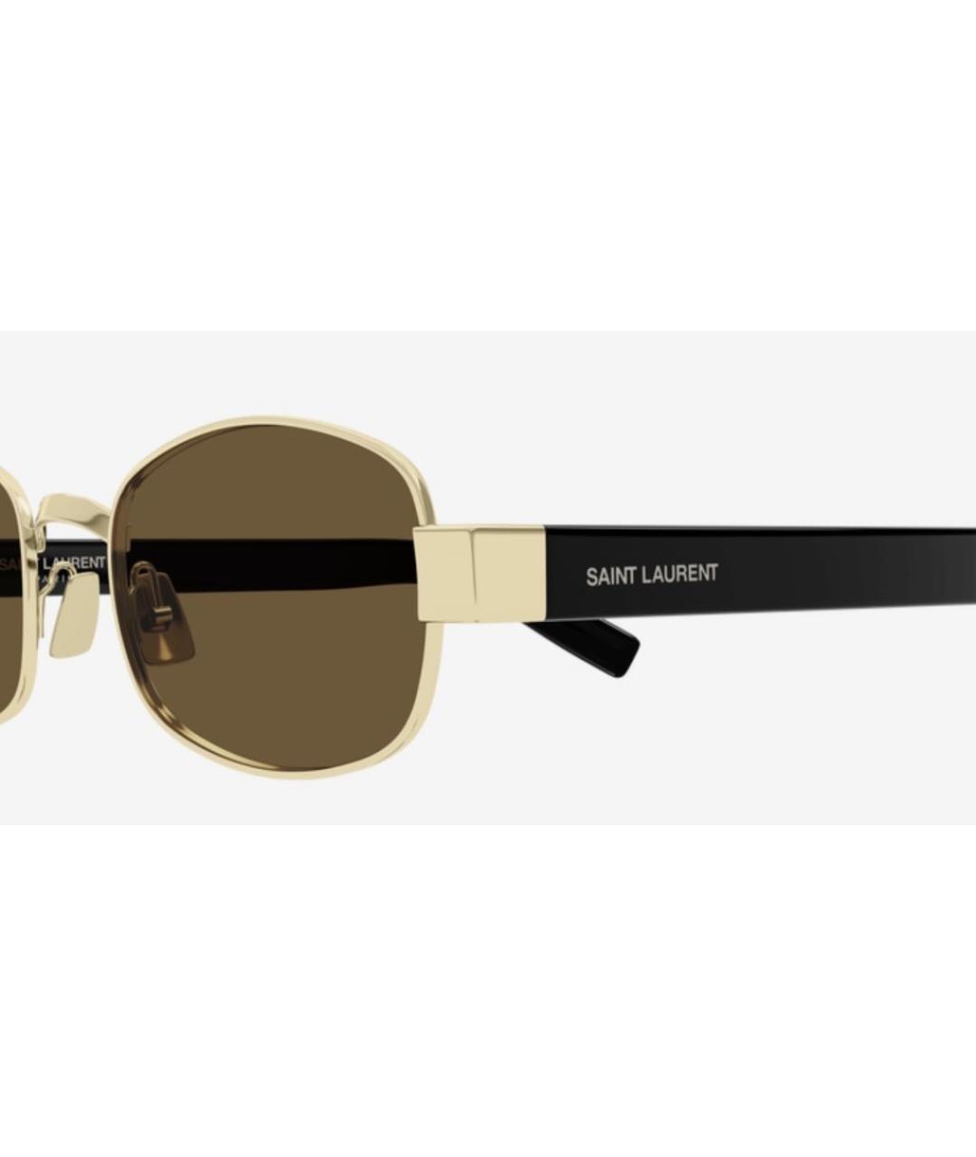 SAINT LAURENT Золотые металлические солнцезащитные очки, фото 2