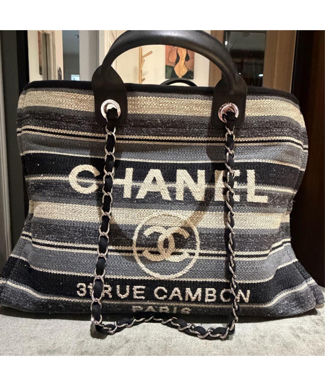 CHANEL Серая шерстяная сумка тоут, фото 7