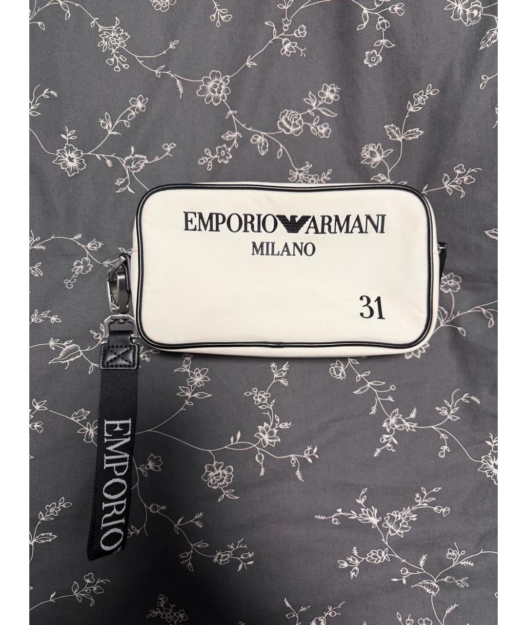 EMPORIO ARMANI Белая нейлоновая барсетка, фото 3