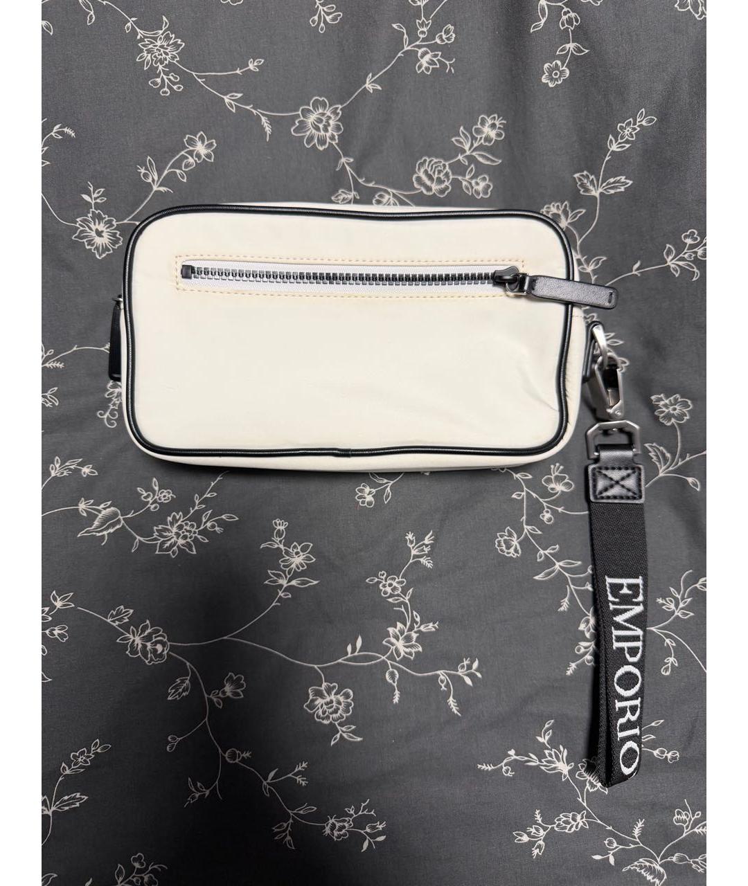 EMPORIO ARMANI Белая нейлоновая барсетка, фото 2