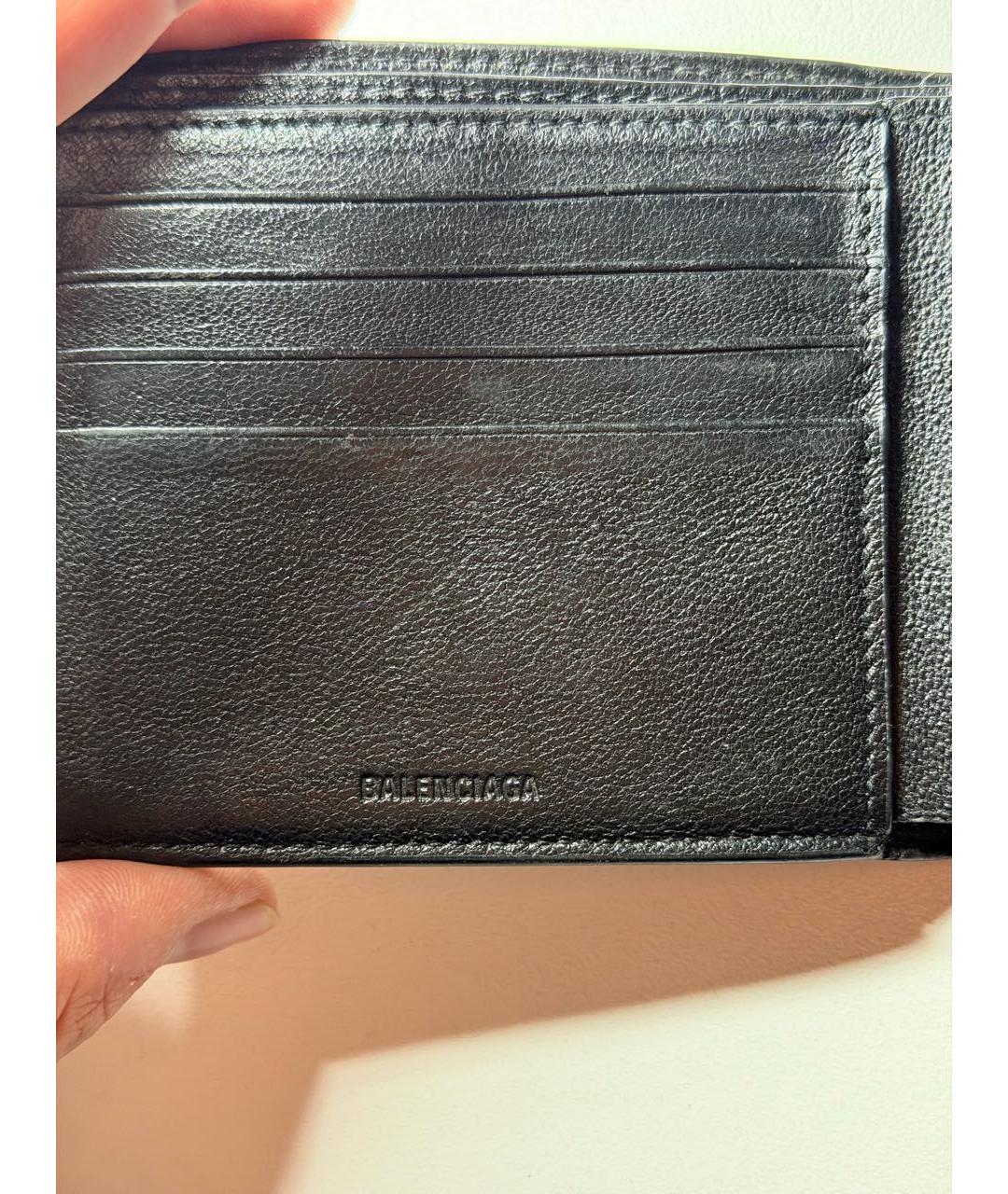 BALENCIAGA Черный кожаный кошелек, фото 4