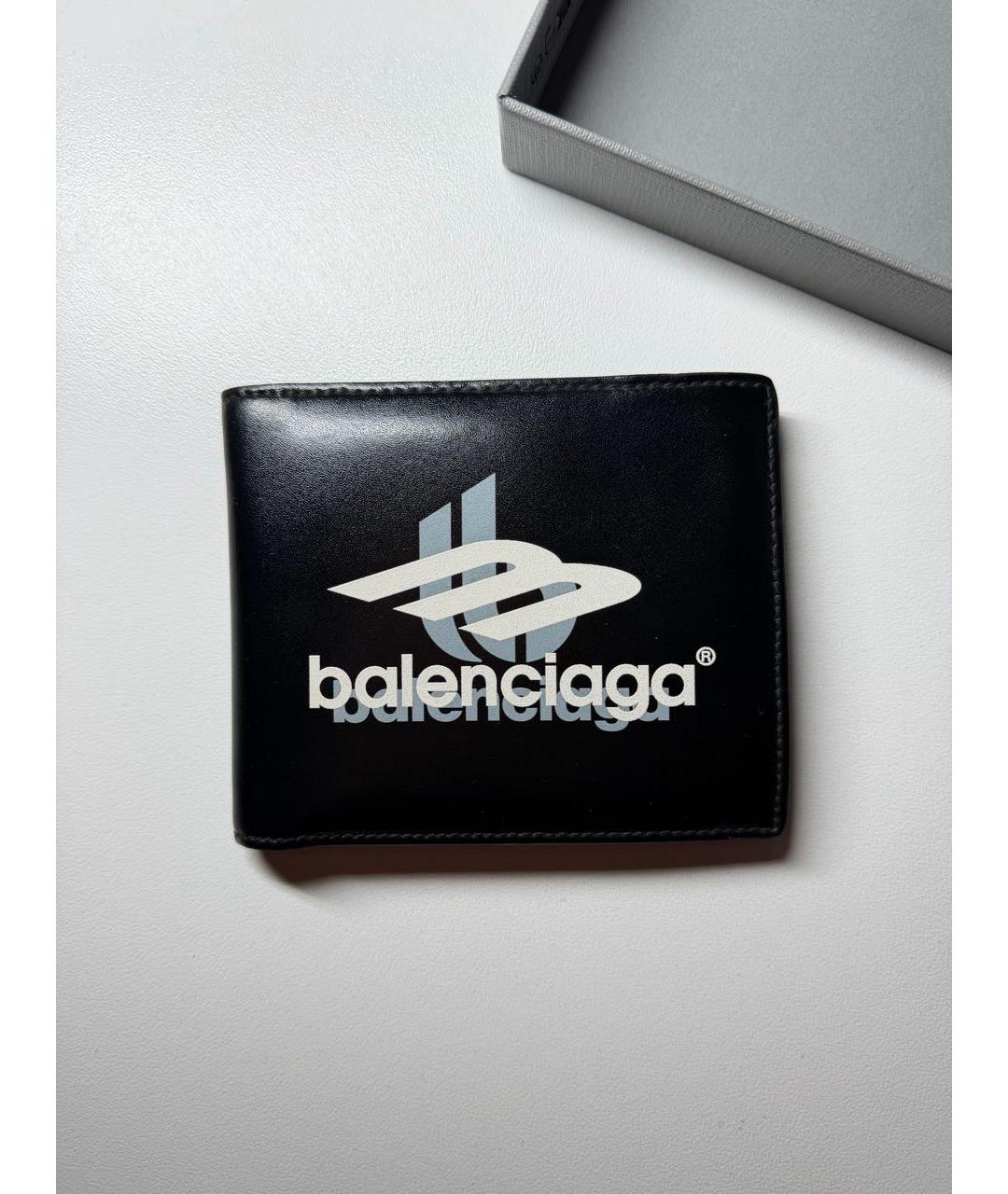 BALENCIAGA Черный кожаный кошелек, фото 9