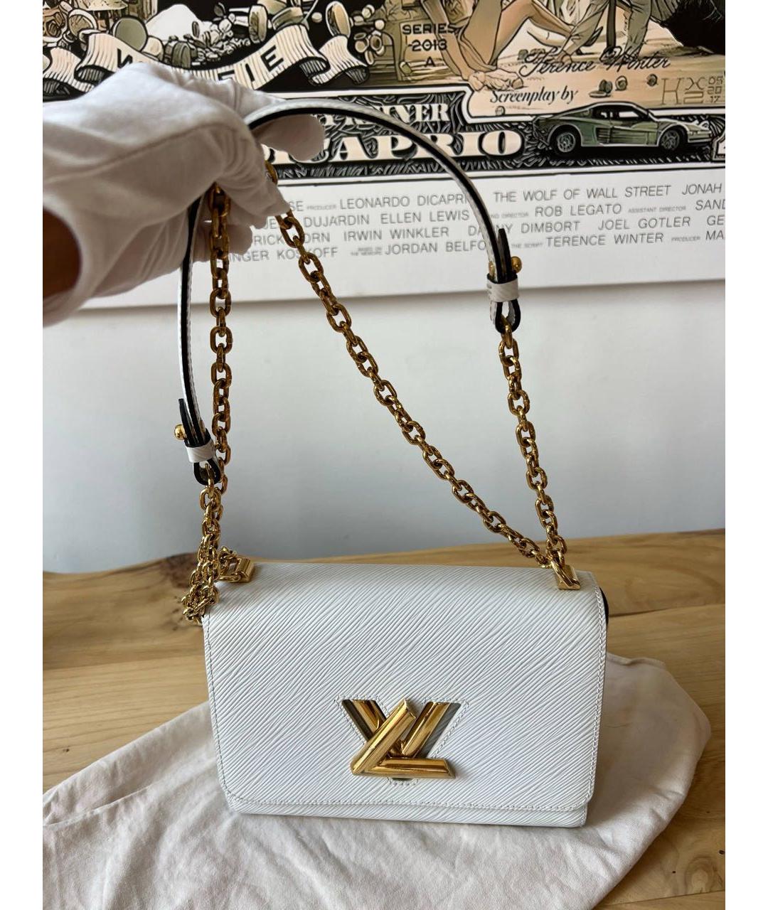 LOUIS VUITTON Белая кожаная сумка через плечо, фото 9