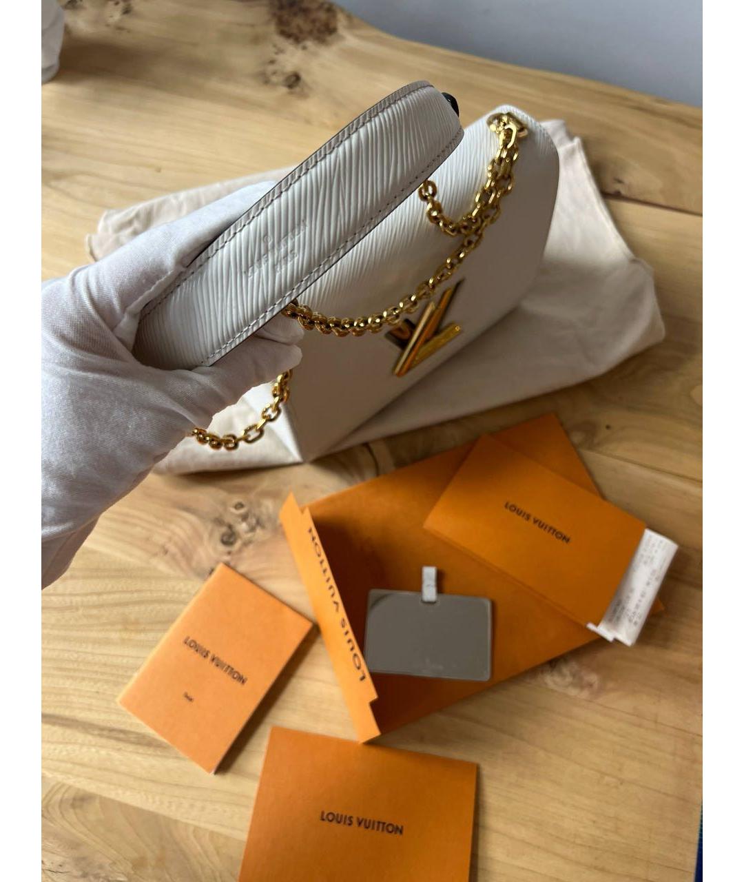 LOUIS VUITTON Белая кожаная сумка через плечо, фото 5