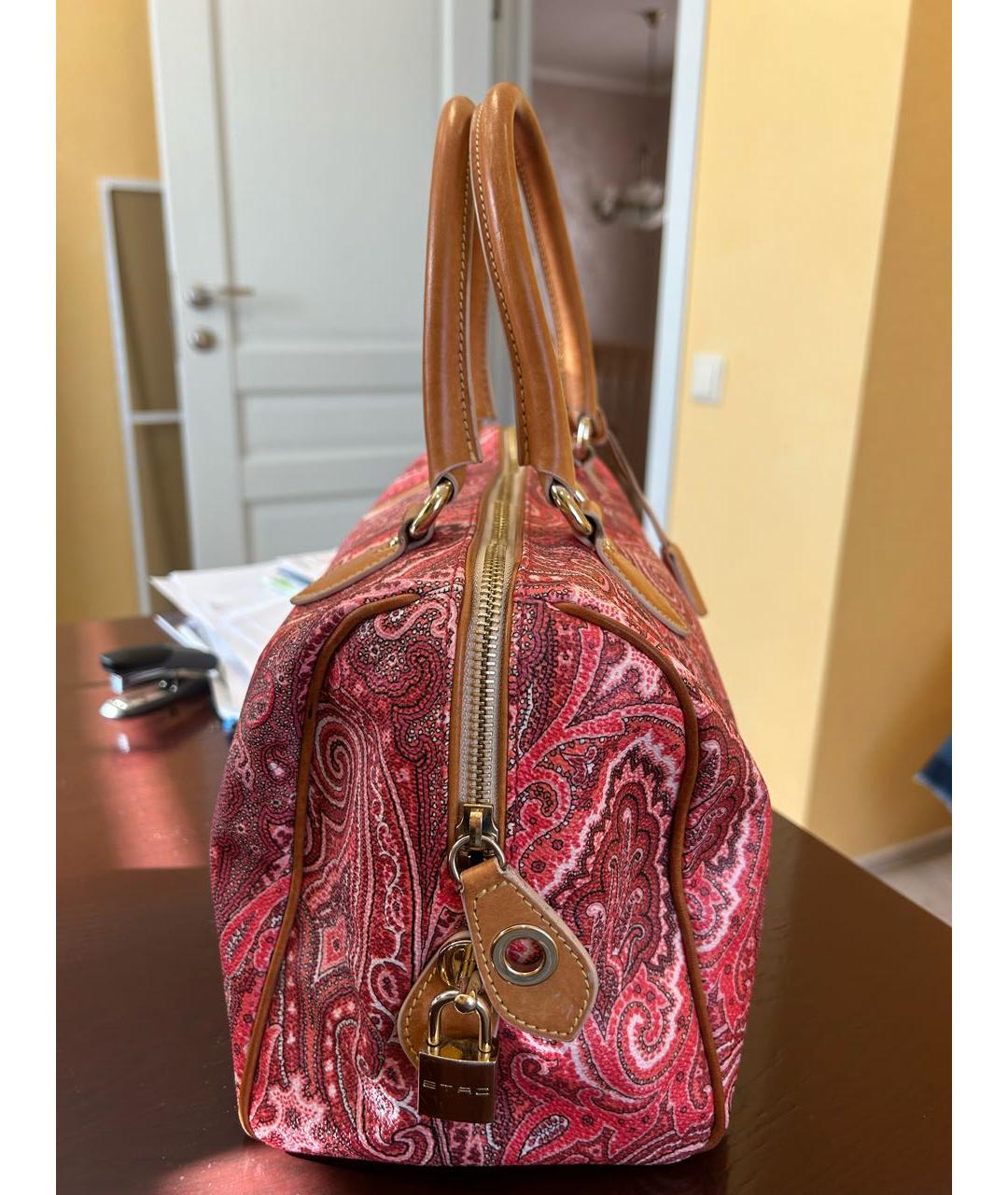 ETRO Красная сумка с короткими ручками из канвы, фото 2