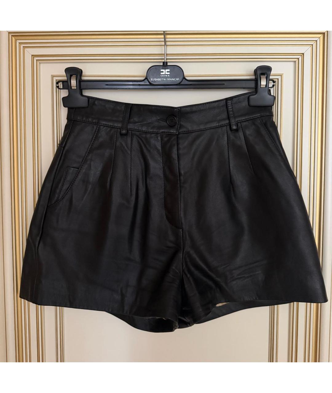 DOLCE&GABBANA Черные кожаные шорты, фото 3