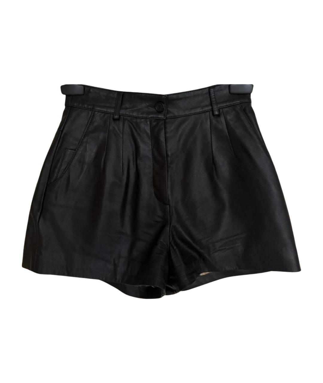 DOLCE&GABBANA Черные кожаные шорты, фото 1