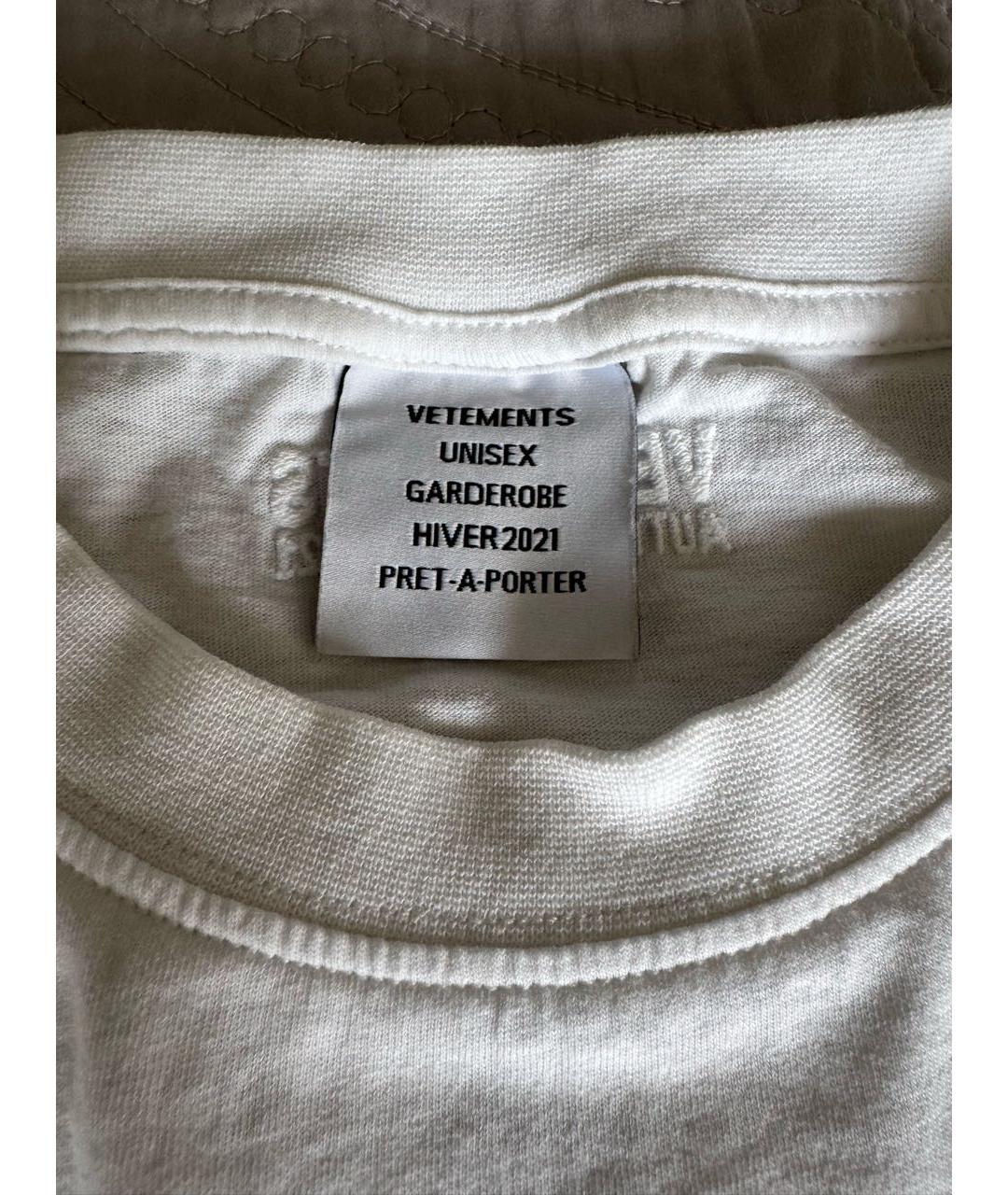 VETEMENTS Белая хлопковая футболка, фото 3
