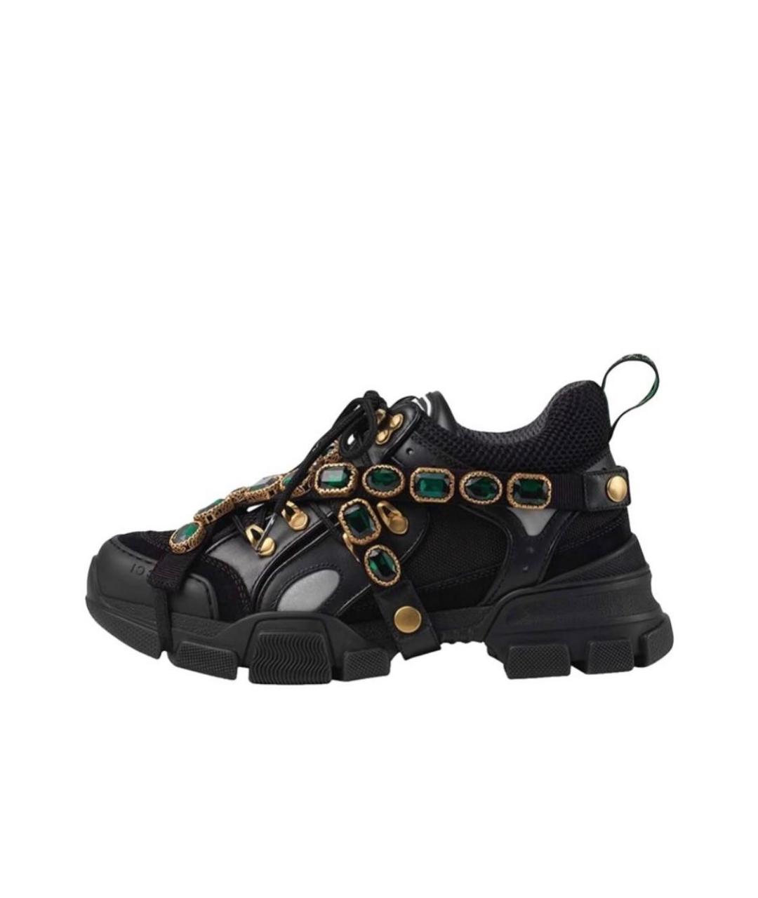 GUCCI Черные кожаные кроссовки, фото 4