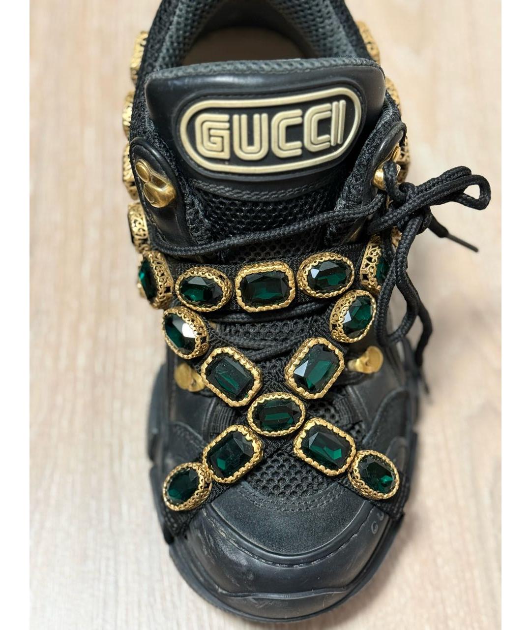 GUCCI Черные кожаные кроссовки, фото 2