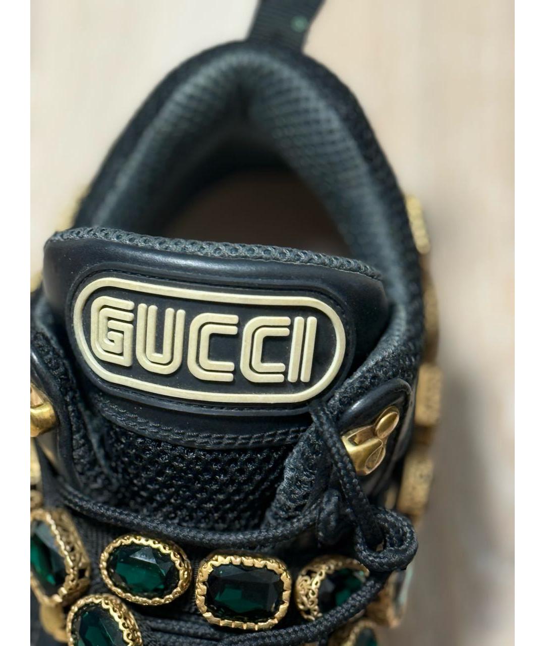 GUCCI Черные кожаные кроссовки, фото 3