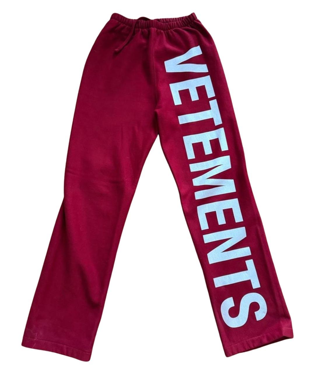 VETEMENTS Красные хлопковые брюки широкие, фото 1