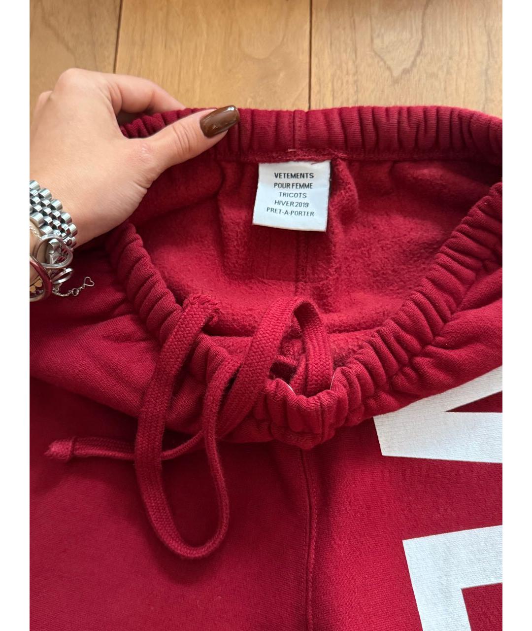 VETEMENTS Красные хлопковые брюки широкие, фото 2