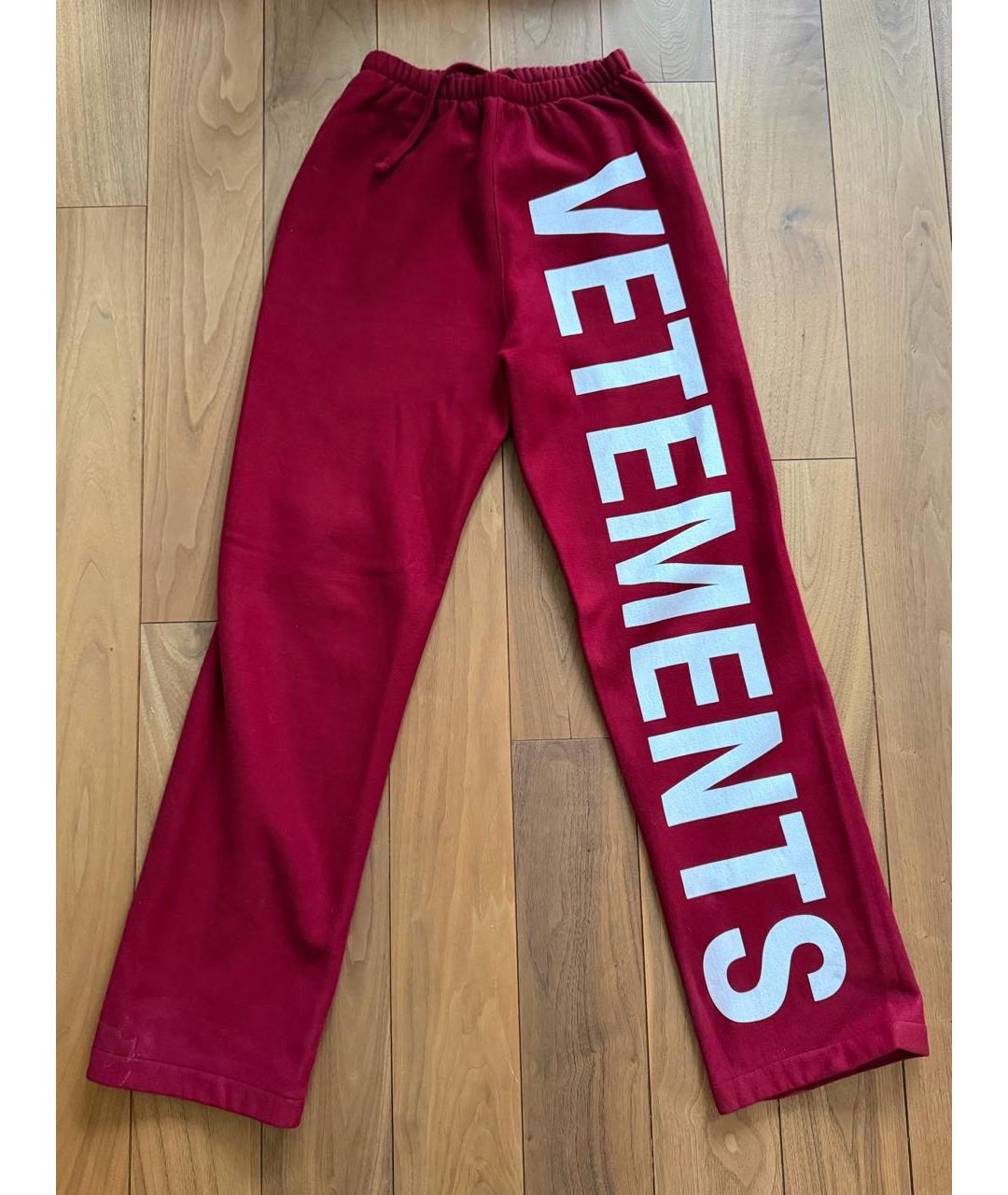 VETEMENTS Красные хлопковые брюки широкие, фото 5