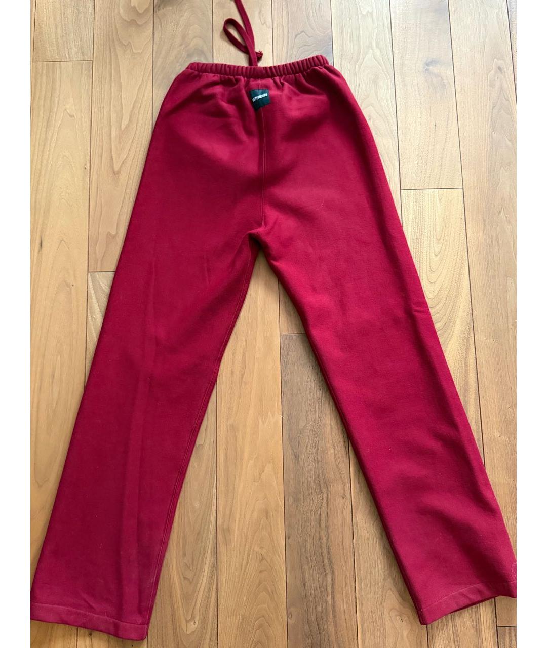 VETEMENTS Красные хлопковые брюки широкие, фото 3