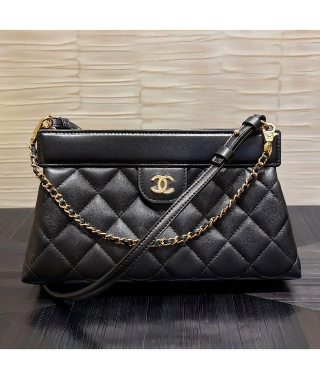 CHANEL Черная кожаная сумка через плечо, фото 4