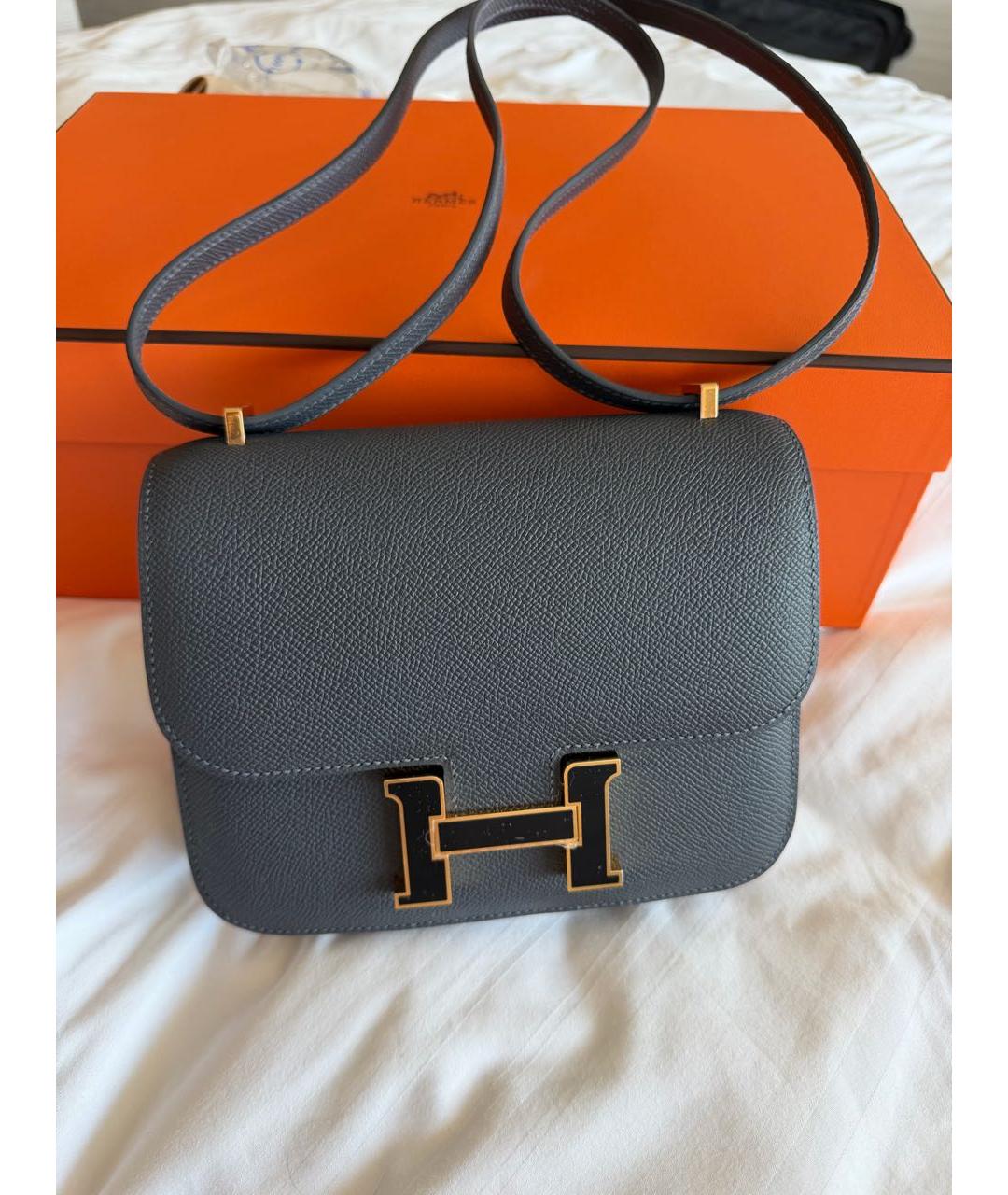 HERMES Антрацитовая кожаная сумка через плечо, фото 3